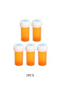A Set Of 10PCS/5PCS/2PCS/1PC Multi-Purpose Drug Dispensing Bottles With Lids, Yellow, Sealed And Moisture-Proof, 50/30ml Capacity Circular Press Cap Capsule Bottles, Suitable For Storing Capsules, Tablets, Vitamins, And Candies, Suitable For Travel Packaging , Or Home Use