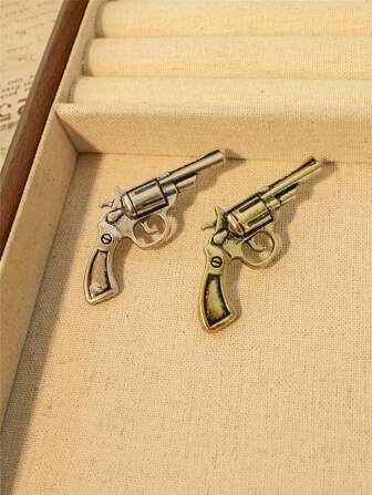 Yuan Shuo Retro Pistol Brooch, Personalized Gun Lapel Pin, Cowboy Accessory For Men Jacket, Suit, Boyfriend Gift