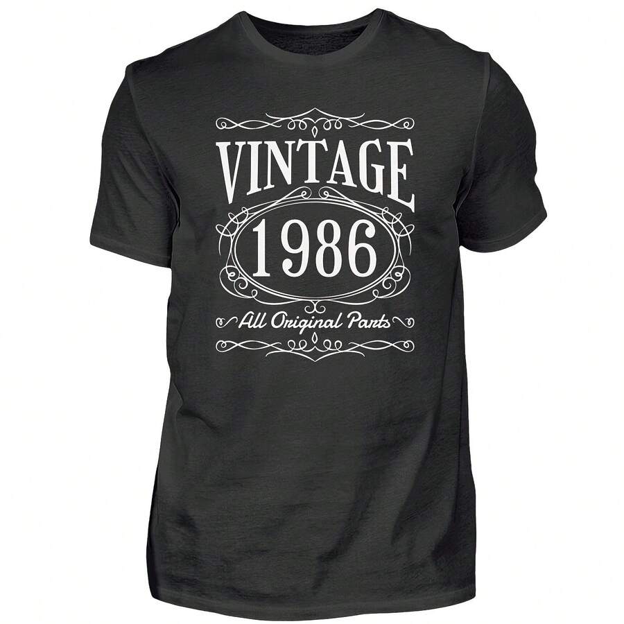 Vintage 1986 Birthday Original - Men's Shirt - Black - View 1