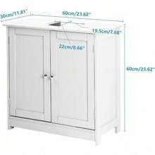 Pedestal Sink Storage Cabinet With 2 Doors Traditional Under Sink Cabinet Bathroom Space Saver Organizer With Adjustable Shelf White 3 5/8" W X 11 7/16" D X 23 5/8" H