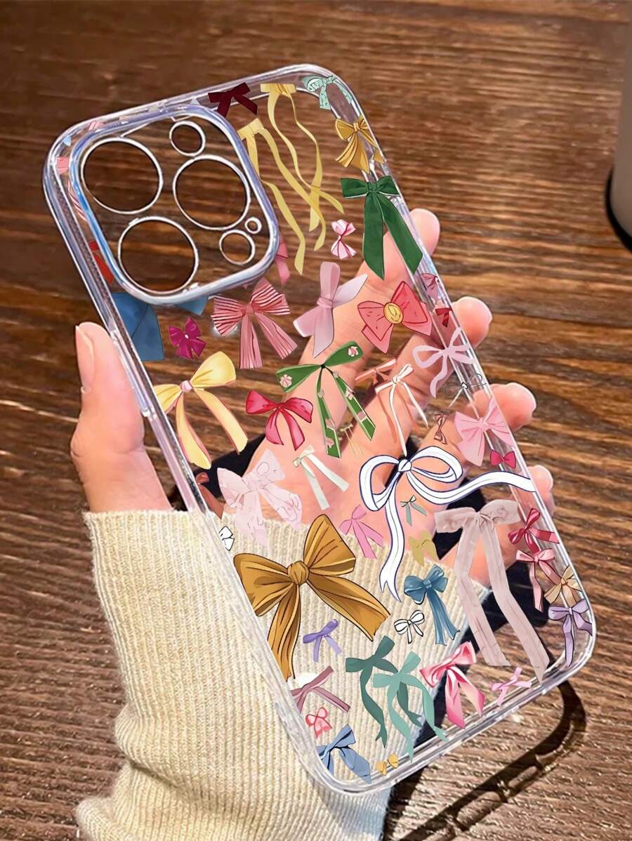 BowKnot 1pc Soft TPU Case With Bow Design And Perforated Edge