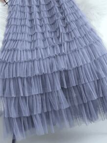 Temperament Knitted Skirt Layered Cake Skirt - Grey - View 3