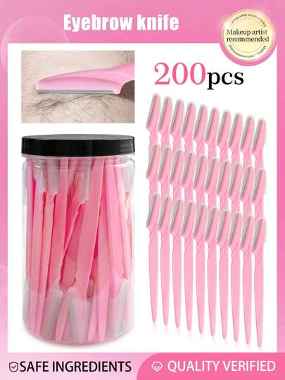 100件/套 多色修容眉刀剃须刀套装，眉毛修剪器/剃须刀，去角质刮毛工具，身体脱毛修剪器和面部及眉毛剃刀套装，长柄刀片带精密保护盖，女士修眉工具，适合日常或旅行使用，1/3/12/30/50件装，化妆品，便宜，房间装饰，梳妆台，旅行，卧室，化妆配件，眉刀，便宜，圣诞礼物，化妆品，化妆工具，便宜货，礼物，女士礼物，圣诞礼物