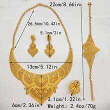 5pcs Retro Style Jewelry Set: Necklace, Earrings, Ring, Bracelet, Chic Bridal Accessories