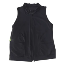 Colete academia uv zíper bolso fitness esportivo feminino casaco - Preto - Visão 3