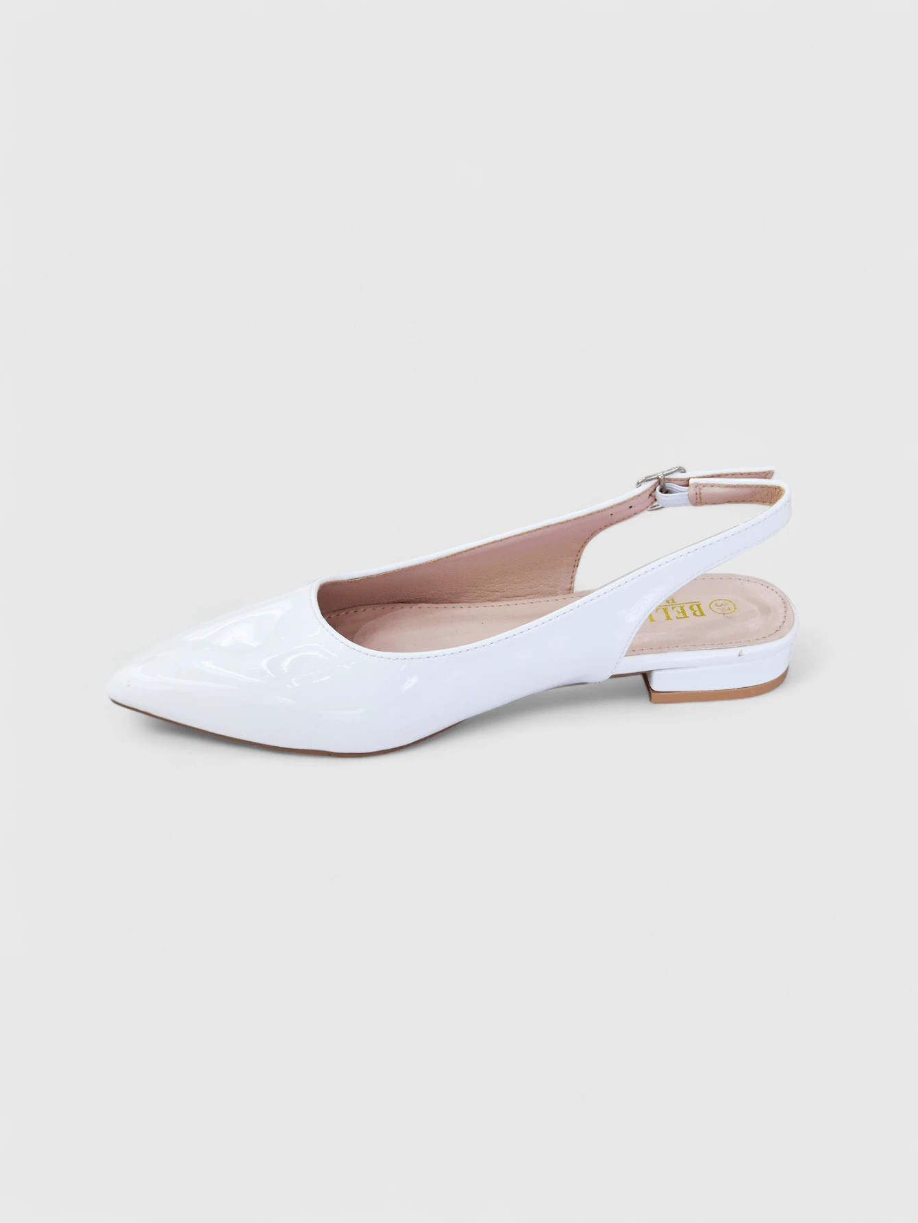 Bailarinas cómodas y casuales de estilo minimalista con puntera afilada para mujer de talla grande - Blanco - Ver 1