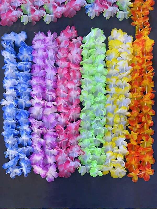 1-30pcs Hawaii Garland Necklace Tropical Hawaii Flower Theme Party Favors Headbands Holiday Wedding Beach Birthday Decorations Party Supplies Wreaths Headbands Holiday Wedding Beach Birthday Decorations(Random Color)