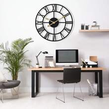 20 Inch Large Wall Clock For Living Room Decor - Big Wall Clock Decorative - Battery Operated - Roman Numeral Analog Large Clock For Bedroom, Room, Home, Kitchen, Office, Wall Decor (Black) - Black - View 2