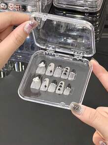 10pcs/5pcs/1pc Nail Art Storage Box, Fake Nail Box, Transparent PET Material Display Box, Nail Beauty Flip Cover Small Box, Dustproof And Moisture-Proof, Desktop Storage Box, Drawer Organizer Box, Multifunctional Jewelry Box, Fake Eyelash Box,For Holiday Beach, Bathroom Collection, Bedroom Collection, Large Capacity