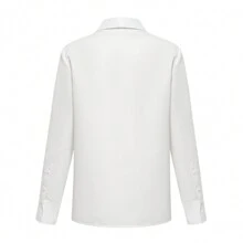 QIANZHIDU Women' Floral Decoration Long Sleeved Single Breasted Casual Elegant Workplace Interview Office Shirt