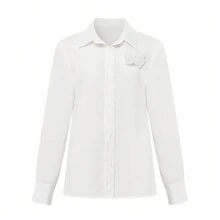 QIANZHIDU Women' Floral Decoration Long Sleeved Single Breasted Casual Elegant Workplace Interview Office Shirt
