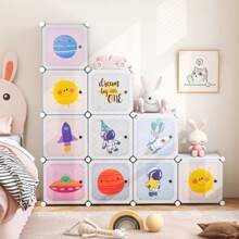 12 Cubes Portable Children Wardrobe Kid Closet Dresser Storage Organizer - White - View 4