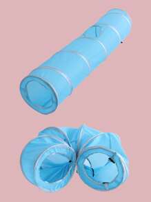 1pc Foldable Cat Tunnel With Bell Ball And Plush Ball, Self-Playing Cat Toy - Blue - View 6