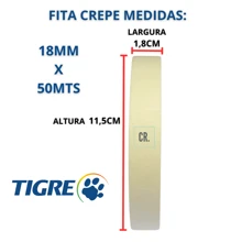 Fita Crepe Fina Kit 3 UN 18x50M Tigre Uso Geral Branca Fita Pintura Embalagem Fita Crepe Artesanato
