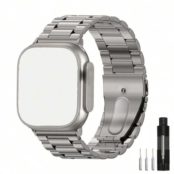1 peça compatível com pulseira de relógio 49 mm 46 mm 45 mm 44 mm 42 mm 41 mm 40 mm 38 mm, pulseira de relógio de metal prateado de aço inoxidável empresarial compatível com pulseira de relógio Series Ultra SE Series 11 10 9 8 7 6 5 4 3 2 1 para homens e mulheres, como um presente para estudantes que retornam à escola