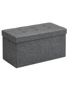 SONGMICS Banco de Almacenamiento, Puff Almacenaje de 76 cm, Baúl de Almacenaje, Taburete Reposapiés, Gris Oscuro MLSF47K - Gris - Ver 9