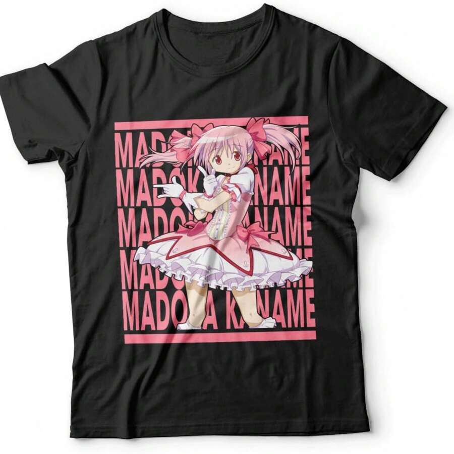 T-Shirt Madoka Girl Big Magica Friend Event Character Women Novelty Madoka Short Gift For Men Kaname Family Sleeve Unisex Multicoloured - 黑色 - 查看 1