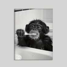 1 件有趣的浴室墙壁艺术，幽默的大猩猩刷牙海报，复古风格动物照片，异想天开的帆布墙饰，其他材质，无框，适用于家庭、卧室、厨房、客厅、酒店、咖啡厅、办公室 - 彩色 - 查看 8