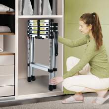 Telescoping Ladder Aluminum 6FT + 7FT, 5 Step Ladder With Anti-Slip Wide Pedal, Collapsible Folding Step Stool Step Ladder For Stairs Home Outdoor Work, A-Frame, 330lbs-Capacity - Silver - View 9