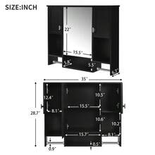 35'' X 28'' Modern Wall Mounted Bathroom Storage Cabinet, Bathroom Wall Cabinet With Mirror, Medicine Cabinet With Towels Bar