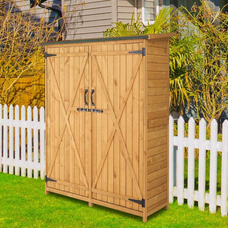 Outdoor Wood Storage Shed With Lockable Design, Extra Large Capacity ...