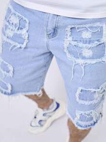 Men's Solid Color Loose Casual Denim Shorts, Summer