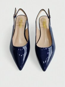 Plus Size Women Plain Pointed Toe Casual Comfortable Flats, Everyday Wear - Blue - View 3