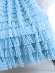 Temperament Knitted Skirt Layered Cake Skirt - Baby Blue - View 3