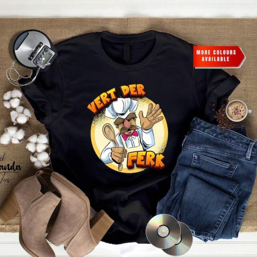 Vert Der Fert Pop Culture T-Shirt Swedish Chef Women's T-Shirt Men's T-Shirt Unisex T-Shirt Muppets Tee AUS Printed - màu đen - Xem 1