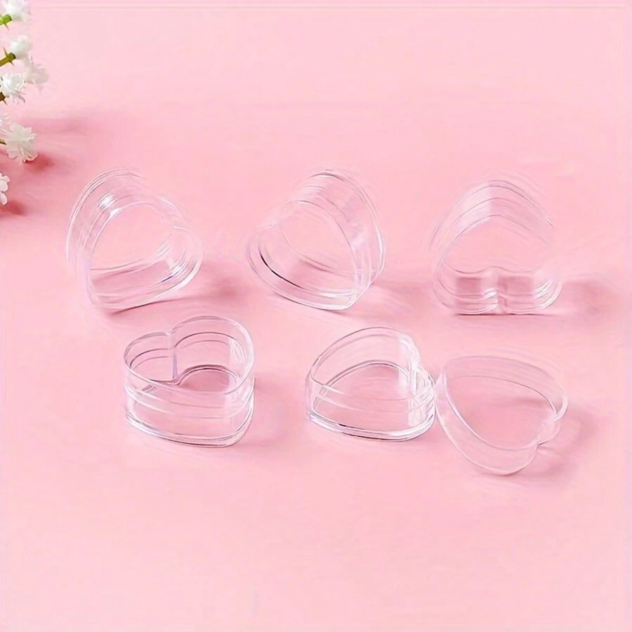 20PCS Plastic Heart Shape Empty Bottle Cosmetic Jar Lip Balm Cream Pot Jar Box Container Travel Refillable Bottles Set Home Bathroom Decor
