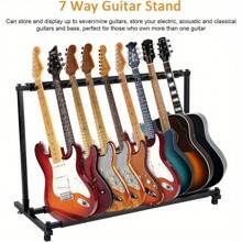 Multi Guitar StandFoldable Universal Guitar Rack Black Portable Guitar Holder Display Rack - 9 Holder - View 6