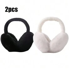 1 pieza Orejeras plegables de invierno cálidas, orejeras de color liso y suave, protección contra el frío para ciclismo, deportes al aire libre, prueba de frío, para estudiantes, como regalo para hombres y mujeres