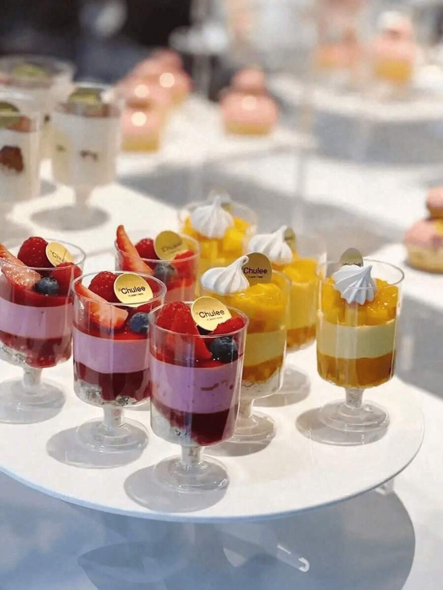 10/20pcs Mini Transparent Dessert Cups, Mousse Cup Pudding Fruit Ice Cream Cup Ideal For Mousse Pudding Tiramisu, Parties Weddings Birthdays And Holiday Celebrations, - Hand Wash Only - Multicolor - View 1