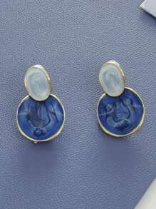 1 Pair Of Oval Shaped Decorative Earrings For Daily Wear And Holiday Gifts - Multicolor - View 3