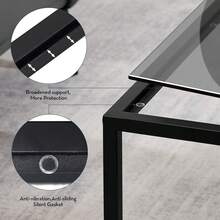 SAYGOER Mesa de centro de vidrio, pequeña y moderna, mesas centrales cuadradas simples para sala de estar, 67.82 x 67.82 x 39.88, gris negro - Cristal Gris - Ver 5