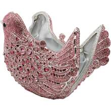 Rhinestone Bird Clutch Purse Women's Full Crystal Evening Bag For Wedding Party Handbag - 粉色 - 查看 6