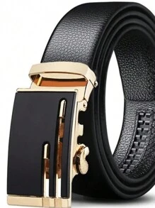 Men's Belt Luxury Leather Ratchet Buckle Wide Large 1.20 CMCasualPU LeatherBuckle - Black - View 4