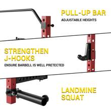 Folding Wall Mounted Squat Rack, 2.36" X 2.36" Power Racks For Home Gym, 1000 LBS Capacity Squat Rack With Pull Up Bar - Black - View 7