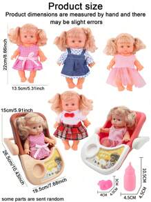 Muñeca realista miniatura de 22cm para niños, muñeca de juego informal con chupete, botella y accesorios de cesta de mano, muñeca de niña realista con ropa desmontable y cabeza giratoria 360°, regalo de cumpleaños/festividad para niñas (cada muñeca viene con 1 botella + 1 chupete, las muñecas con accesorios de cesta de mano no incluyen chupete, solo botella)