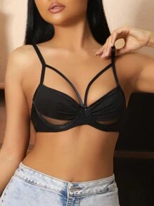 性感欧美风钢圈文胸，网眼面料，舒适，无海绵，提升支撑大胸围，防下垂