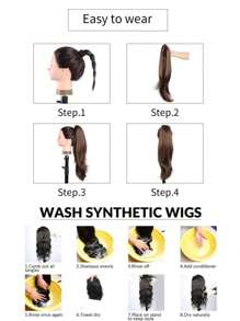 Pear Small Claw Clip Ponytail Extensions, 18 Inch Small Curly Wave Clip Ponytail Extensions, Women's Layered Synthetic Hair Accessories