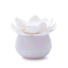 Caja de almacenamiento de bastoncillos de algodón con tapa, soporte de palillos de dientes, organizador de almacenamiento en forma de loto, accesorios de baño - Gris S Sin Tapa - Ver 2