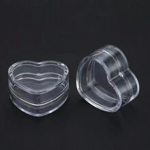 20PCS Plastic Heart Shape Empty Bottle Cosmetic Jar Lip Balm Cream Pot Jar Box Container Travel Refillable Bottles Set Home Bathroom Decor
