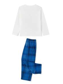 Family Matching Mom Christmas Pajamas Christmas TreeLetter Print Long-Sleeved Tops + Plaid Trousers Sleepwear Outfits