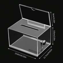 SENDERPICK 9* Donation Boxes Donation Box, Clear Acrylic Box, Suggestion Box - Clear - View 8