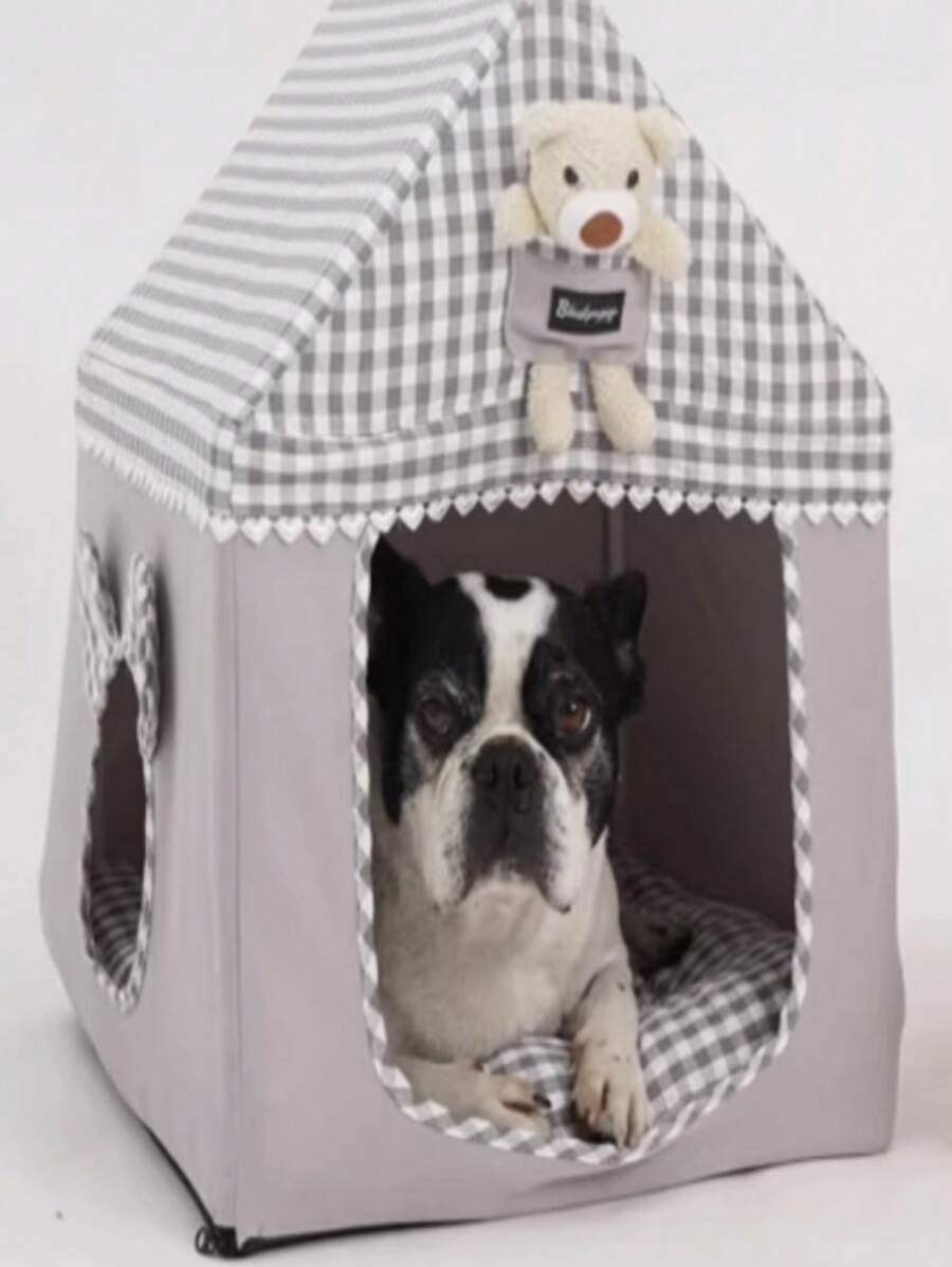Cute Plaid Cat Dog House Cozy Little House