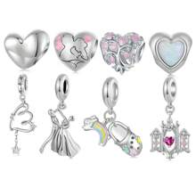 bamoer 1 PC 925 Sterling Silver Tree Of Life Heart Charm Bead Hollowed Church Dancing Pendant Fit Women DIY Bracelet Fine Jewelry