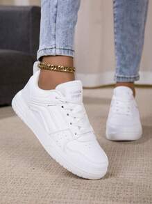 Zapatillas de lona para mujer con diseño deslizante, livianas, transpirables y cómodas, zapatos deportivos casuales y versátiles para parejas - Blanco - Ver 1