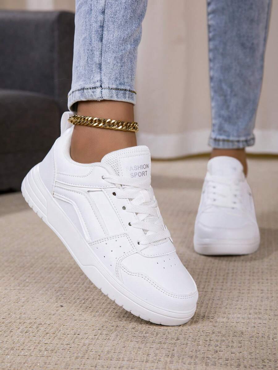 Zapatillas de lona para mujer con diseño deslizante, livianas, transpirables y cómodas, zapatos deportivos casuales y versátiles para parejas - Blanco - Ver 1