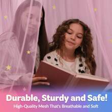 1Set Pink/Purple/Colorful/White/Blue Bed Canopy For Girls With Glowing Stars ,Baby/Children's Christmas Gifts,Canopy Bed Curtains | Fits Single, Twinr - Pink - View 5